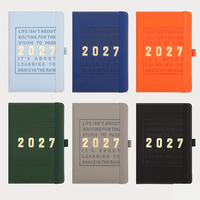 Agenda en cuir PU 2027 avec bande élastique, planificateur quotidien et hebdomadaire, logo personnalisé, agenda professionnel pour le bureau, l'école, cadeau