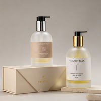 Bouteilles de crème hydratante opaques colorées 250 ml, flacon de savon pour les mains en verre, flacon pompe de luxe 350 ml pour gel douche, ensemble d'emballage avec boîte