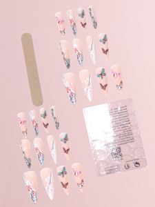 Uñas Postizas Francesas Tamaño L Y-123, Marca Temooi, Efecto de Pintura Brillante con <span class=keywords><strong>Puntas</strong></span> Puntiagudas de Mariposa - Product Image 4