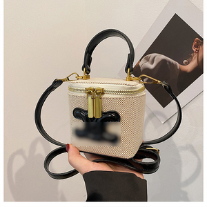 Bolsa de maquillaje Vintage con bloqueo de Color para mujer, bolso cuadrado compacto, bolso de hombro para mujer, bandolera de moda de lujo - Product Image 2