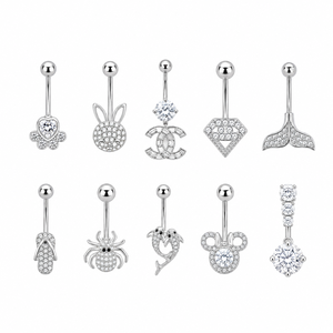 Anneaux de <span class=keywords><strong>nombril</strong></span> en acier inoxydable avec zircon CZ, motif patte de chaton ou araignée, bijoux de <span class=keywords><strong>piercing</strong></span> pour femme, hypoallergéniques - Product Image 2