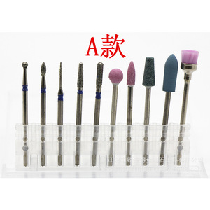 Diamond Polishing Head <b>Set</b> 10pcs 2.3mm Shank Cone Shape Professional Nail Drill <b>Tool</b> Multifunctional <b>Boxed</b> - Product Image 1