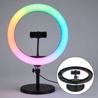 Qiniu Compact 12 pouces, support de disque lumineux LED ABS, température de couleur réglable (3200K-9999K), contrôle par fil, 10W DC/Batterie