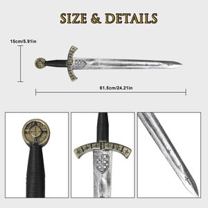 Espada de Juguete de Plástico, Espada Medieval, Accesorio de Disfraz de Halloween y Accesorios de Caballero Renacentista para Niños y Adultos - Product Image 3