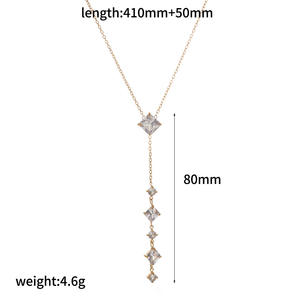 สร้อยคอจี้รูปพระจันทร์ประดับเพชรซิคอนสำหรับผู้หญิง สร้อยสแตนเลสแบบยาว แฟชั่นสร้อยคอเพชรซิคอน - Product Image 4