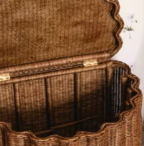 Unique Design Wavy Scalloped Injection Rectangle <b>Laundry</b> <b>Basket</b> for Bedroom Storage or Decor As a Side Table - Product Image 2