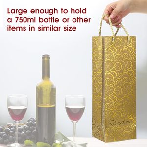 Sacs cadeaux <span class=keywords><strong>de</strong></span> luxe pour bouteilles <span class=keywords><strong>de</strong></span> vin en or et argent, sacs à liqueur avec impression dorée, sacs à vins avec impression dorée et étiquette pour message, grand format - Product Image 3