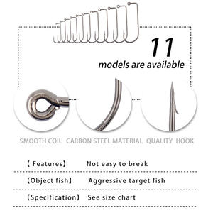 Crochet de pêche en mer à long manche avec trou de tube poisson-chat barbelé leurre de daurade noire pour carpe enfermé dans un sac scellé - Product Image 4