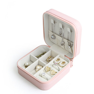 2026 High-end Factory Custom Logo Simple Square PU Zipper Jewelry Storage & Organizer Travel Box - Product Image 6