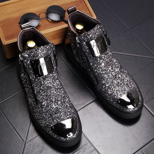 Botas nuevas y brillantes para hombre, zapatos de cuero para estilistas, botines para hombre, zapatos casuales de caña alta. - Product Image 1