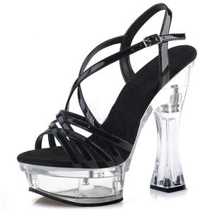 2022 nouveau Design Femmes Noir <span class=keywords><strong>Sandales</strong></span> Sexy Cristal 14 <span class=keywords><strong>Cm</strong></span> Haute Talons Dames <span class=keywords><strong>4</strong></span> <span class=keywords><strong>Cm</strong></span> Plate-Forme Talons Claires Stripper Flare Talons <span class=keywords><strong>Sandales</strong></span> - Product Image 2