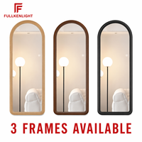 Miroir pleine longueur Fullkenlight Arch LED avec cadre en bois, rétroéclairage, capteur tactile, fixation murale, miroir intelligent pour chambre à coucher, miroir de corps entier