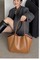 Sac à main pour femme en cuir véritable, élégant et tendance, avec un design simple, sac à bandoulière, sac fourre-tout décontracté de grande capacité