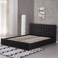Lit en tissu capitonné de style occidental moderne avec tête de lit capitonnée et rangement, taille Queen, avec vérin hydraulique – Vente en gros