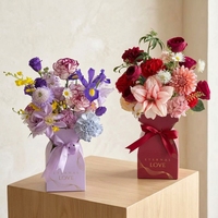 Boîte cadeau personnalisée vintage pour arrangement floral, seau en travertin pour emballage de bouquet de la Saint-Valentin, boîtes à fleurs en papier DIY