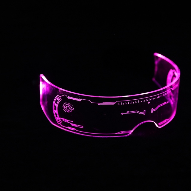 LED Acrylic Colorful Luminous Sci-fi Tech Glasses for Christmas Halloween Birthday Wedding Music Diwali Easter