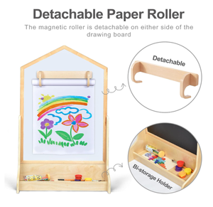 Pizarra Magnética <span class=keywords><strong>de</strong></span> Doble Cara <span class=keywords><strong>para</strong></span> Montar en <span class=keywords><strong>Pared</strong></span> con Diseño <span class=keywords><strong>de</strong></span> Casa, Soporte <span class=keywords><strong>de</strong></span> Almacenamiento Doble y Rodillo Desmontable - Product Image 4