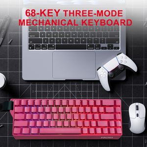 Bán buôn Magenta màu xách tay 68 phím Tri chế độ RGB Backlit Bàn Phím Cơ khí với Ribbon - Product Image 3