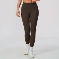 Leggings de fitness et de yoga personnalisés, nouveau modèle avec couture avant, effet galbe fessier, en tissu brossé Spandex/Nylon, haute élasticité