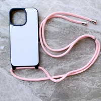 Coques de téléphone 16 Pro Max vierges pour sublimation avec cordon tressé réglable pour le cou et bandoulière