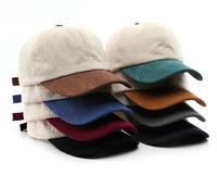 Gorra de béisbol de pana de 6 paneles con logo personalizado al por mayor, bicolor, en blanco, con hebilla metálica, de algodón vintage para marcas, a granel