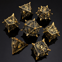 Ensemble de dés de jeu de rôle D&D en métal doré antique, 7 pièces, à pointes, motif dragon, dés polyédriques ornés, pour jeux de table Dungeons & Dragons, coffret cadeau