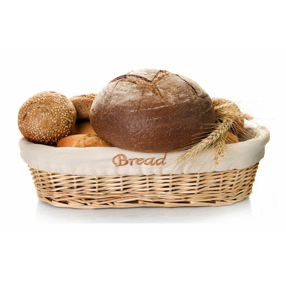 Oval french-style round wicker bannetons proving basket with a linen liner