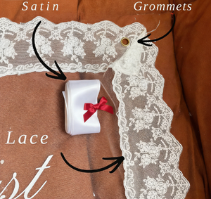 LANJO Wedding Chair Back Lace Decor with Satin Ribbon Just Married <b>Sign</b> & Custom Name Seat Card for Bridal Shower <b>Reception</b> - Product Image 5