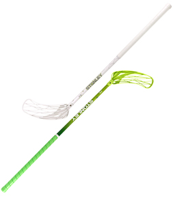 Bastone da Hockey su pista composito in fibra di carbonio bianco verde prodotto in fabbrica per bambini piccoli adulti per Floorball e Land Hockey - Product Image 1