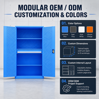 Armoire de rangement murale en métal robuste personnalisable pour garage, avec panneau perforé, 1 tiroir verrouillable, casier à outils, OEM ODM, capacité de charge 1000 kg
