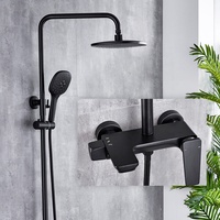 Luxe en laiton noir mitigeur multifonctionnel salle de bain système de douche pluie douce robinet de douche chaud froid baignoire mitigeur robinet