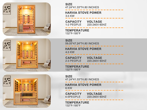 Sauna infrarouge moderne pour 2 personnes en cèdre canadien, chauffage à spectre complet et poêle électrique avec chauffage de 6 kW pour <span class=keywords><strong>spa</strong></span> à domicile et bien-être - Product Image 6