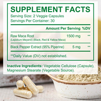 Capsules Marque Privée Naturelles Biologiques d'Extrait de Ginseng et Maca, Puissantes Capsules Maca Plus Noires, Rouges et Jaunes pour un Soutien Sexuel Masculin