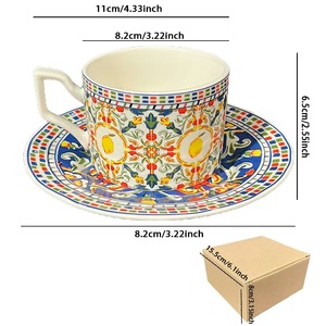 Juego de Tazas <span class=keywords><strong>y</strong></span> Platos de Porcelana <span class=keywords><strong>con</strong></span> Diseño de Flores de Limón, Estilo Real, para Café <span class=keywords><strong>y</strong></span> Té - Product Image 4