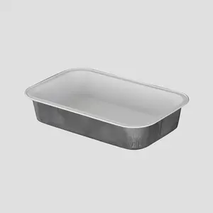 Hot Food Packing Box White Coated Airline Aluminum Takeaway Pan Recyclable Foil Lid Foil Container