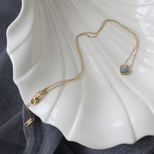 Vintage Boho Style 18K Gold Plated Stainless Steel Heart Shell Pendant Necklace 18inches Fashionable Claw Setting Jewelry - Product Image 5