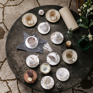 Ensemble de tasses à <span class=keywords><strong>café</strong></span> en porcelaine fine de style européen simple, capacité de 200 ml, bord doré, ensemble de tasses à thé de l'après-midi de luxe - Product Image 4