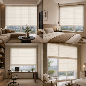 Stores romains filtrants la lumière et offrant l'intimité en 3 couleurs neutres avec tissu en polyester pour les projets de fenêtres résidentielles en gros et l'approvisionnement B2B - Product Image 5