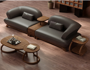 Hot Selling Luxury Modern Style Solid <strong>Wood</strong> <strong>Frame</strong> <strong>Sofa</strong> for for Living Room or Hotel with Real Leather - Product Image 1