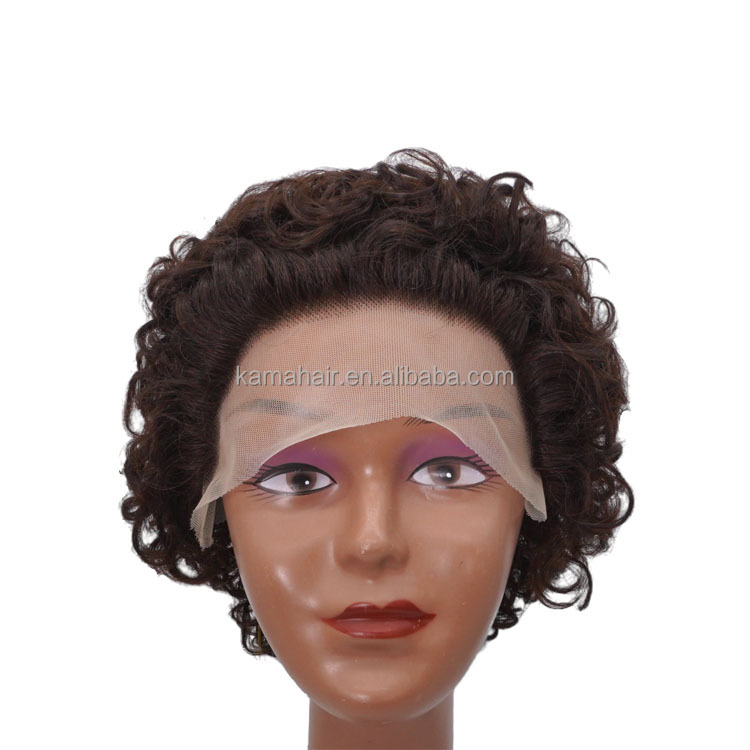 KAMA Pixie Cut Wig Human Hair Curly Bob Short Pixie Cut Lace Wig Frontal 13x4 Pixie Wig Bleached Front Lace with Baby Hair Detail Section 1