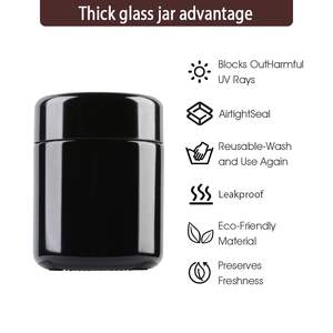 Frascos de Vidrio Personalizados de 4oz, 8oz y 16oz, Herméticos, para Guardar Flores, Cogollos, Hojas de Tabaco, Color Violeta Negro, con Protección UV - Product Image 5