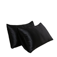 Housse de coussin en satin imitation soie pour hôtel, couleur unie, fermeture éclair, teinture réactive, pour literie, vente en gros