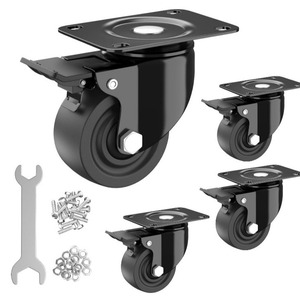 Roue pivotante avec frein, 2,5 pouces, polyuréthane, type plat, pour mobilier de bureau - Product Image 6