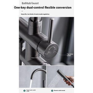 Robinet vertical en laiton à grand débit pour salle <span class=keywords><strong>de</strong></span> bain <span class=keywords><strong>douche</strong></span> chaude et froide baignoire jet <span class=keywords><strong>de</strong></span> sol <span class=keywords><strong>colonne</strong></span> latérale rotative douce pour usage domestique - Product Image 2