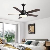 Ventilateur de plafond moderne à LED en contreplaqué à 5 pales de 52 pouces BLDC avec télécommande et contrôle de vitesse variable - pour salon