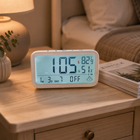 Jam Alarm Digital Meja Pintar Isi Ulang dengan Monitor Suhu Kelembaban, Tampilan Waktu Kalender Tanggal LCD, Fitur Snooze untuk Anak-anak