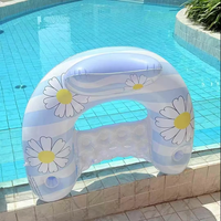 Chaises de piscine gonflables pour adultes avec porte-gobelets, flotteurs gonflables, tapis de chaise, divertissement aquatique estival relaxant, chaise de piscine en forme de U