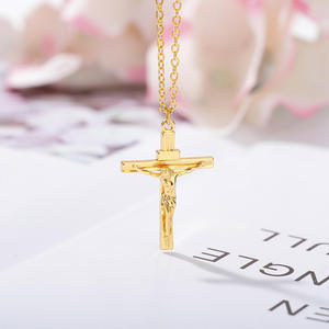 Colgante de Cruz de Jesús Popular en Oro de 18k, Joyería <span class=keywords><strong>Cristiana</strong></span> de Moda, Collar con Colgante para Hombre - Product Image 4