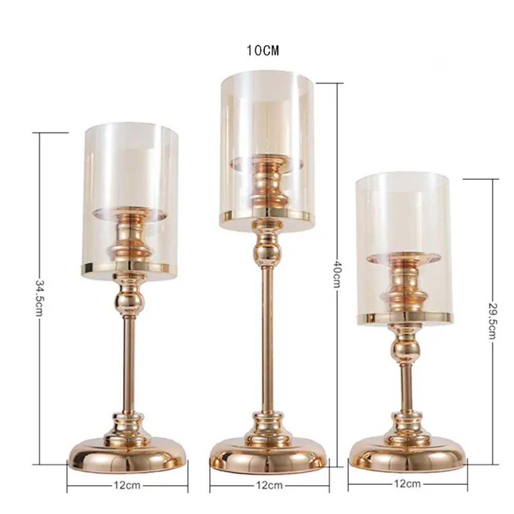 Home decor nordic table decoration candle stand wedding table centerpieces crystal glass candlestick metal pillar candle holders