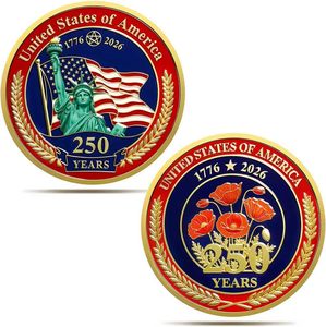 Moneda Conmemorativa del 250 Aniversario del 4 <span class=keywords><strong>de</strong></span> Julio <span class=keywords><strong>de</strong></span> 2028 con Diseño <span class=keywords><strong>de</strong></span> <span class=keywords><strong>la</strong></span> <span class=keywords><strong>Estatua</strong></span> <span class=keywords><strong>de</strong></span> <span class=keywords><strong>la</strong></span> <span class=keywords><strong>Libertad</strong></span> Americana y Flor <span class=keywords><strong>de</strong></span> Papaver Rhoeas - Product Image 1